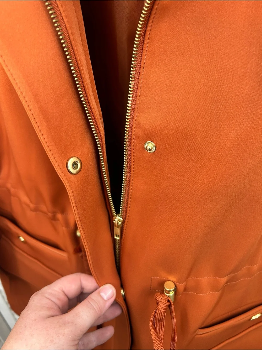 H&M Burnt Orange Scuba Parka Jacket Size 6